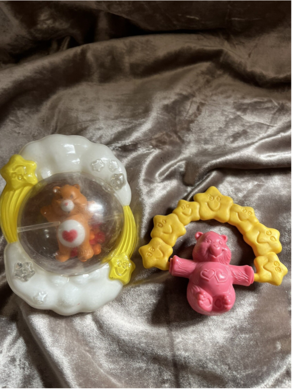 Vintage Care Bear AGC Baby Toys Rattles 1984 Stars Hearts Teether Gripper